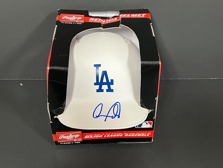 Andy Pages Dodgers Autographed Signed Mini Helmet PSA Witness Sticker White -