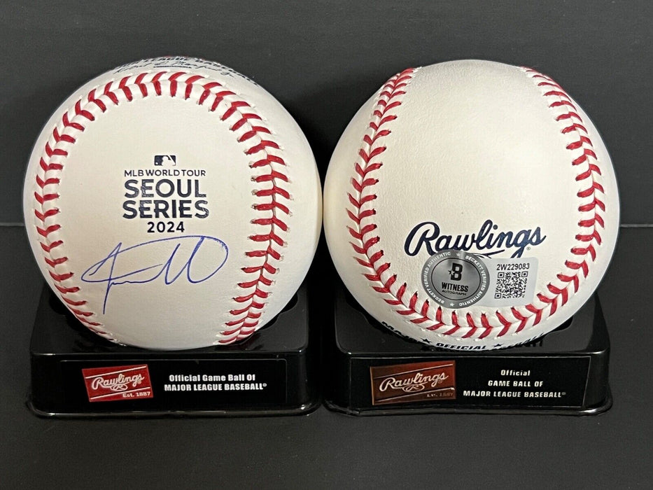 Jackson Merrill Padres Signed 2024 Seoul Series Baseball Beckett Witness Holo .