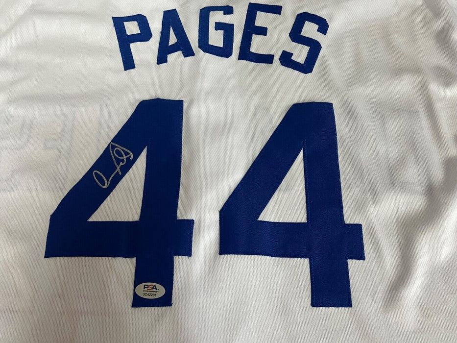 Andy Pages Dodgers Auto Signed Custom Jersey PSA Witness Hologram White 44