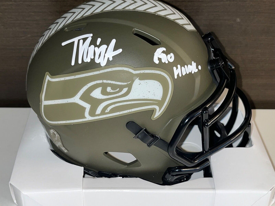 Tyrice Knight Seahawks Auto Signed STS Mini Helmet Beckett Witness Go Hawks .