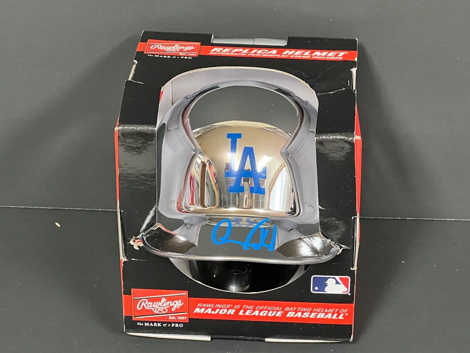 Andy Pages Dodgers Autographed Signed Mini Helmet PSA Witness Sticker Silver