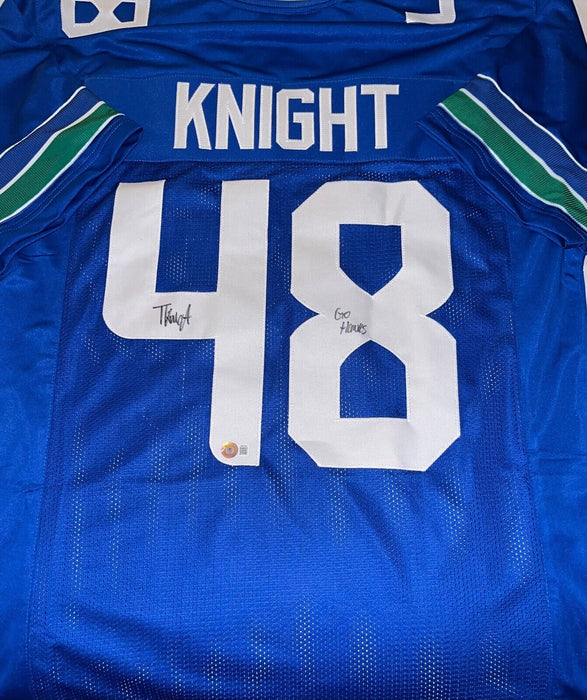 Tyrice Knight Seahawks Auto Signed Throwback Custom Jersey Beckett Go Hawks