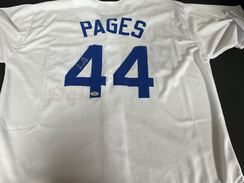 Andy Pages Dodgers Auto Signed Custom Jersey PSA Witness Hologram White 44