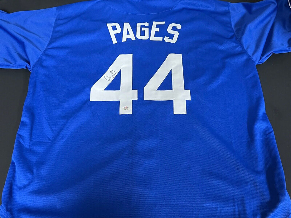 Andy Pages Dodgers Auto Signed Custom Jersey PSA Witness Hologram Blue 44