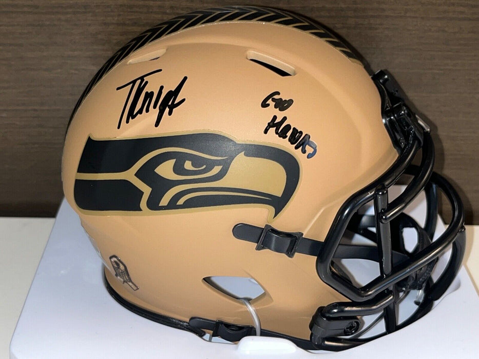 Tyrice Knight Seahawks Auto Signed STS Mini Helmet Beckett Witness Go Hawks