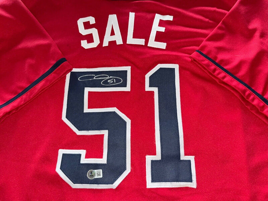 Chris Sale Atlanta Braves Auto Signed Custom Jersey Beckett Hologram Red .