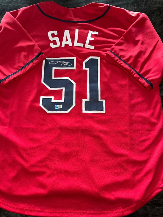 Chris Sale Atlanta Braves Auto Signed Custom Jersey Beckett Hologram Red .