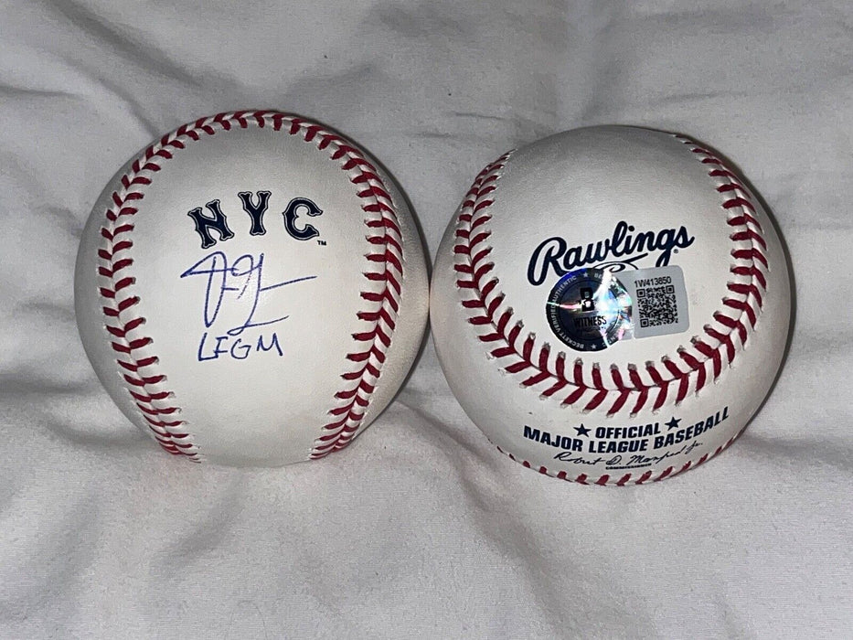 Drew Gilbert Mets Auto Signed City Connect Logo Baseball Beckett Holo LFGM