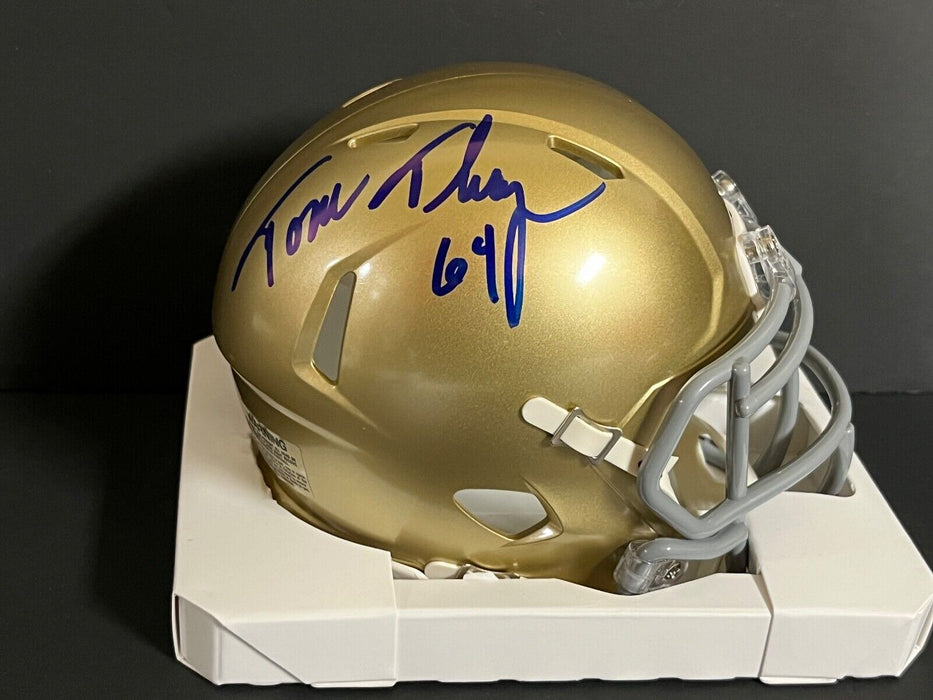 Tom Thayer Notre Dame Fighting Irish Auto Signed Riddell Mini Helmet