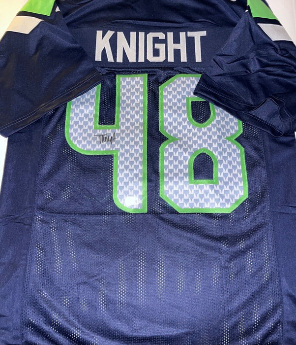 Tyrice Knight Seahawks Autographed Signed Blue Custom Jersey Beckett Go Hawks