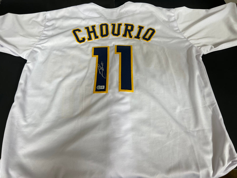 Jackson Chourio Milwaukee Brewers Auto Signed Custom White Jersey Beckett HOLO