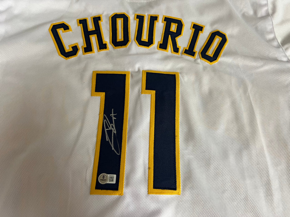 Jackson Chourio Milwaukee Brewers Auto Signed Custom White Jersey Beckett HOLO