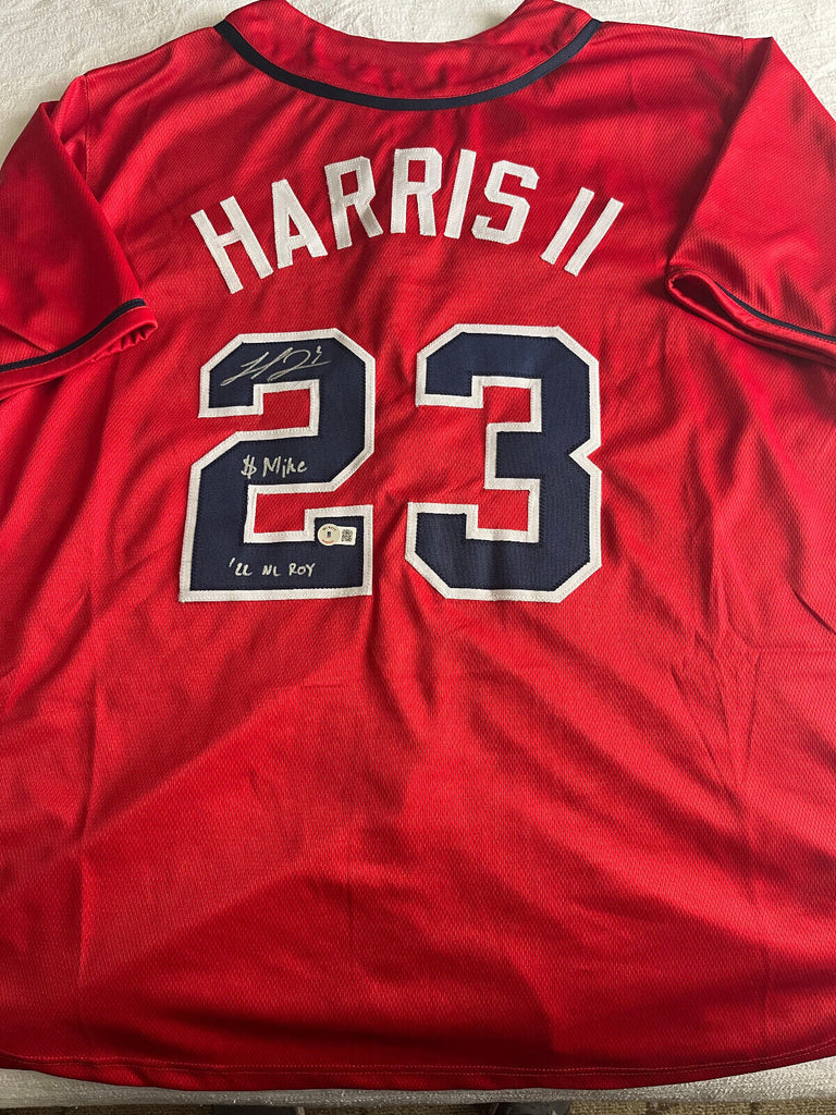 Michael Harris Braves Auto Signed Jersey Custom Beckett 22 NL ROY $ Mike  Blue