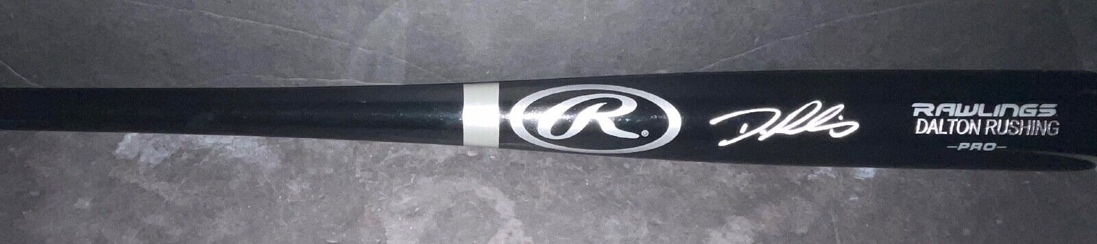 Dalton Rushing Dodgers Auto Signed Engraved Bat Beckett Rookie Hologram Black