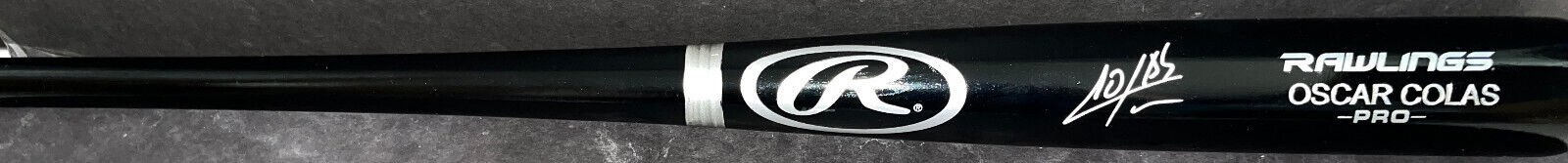 Oscar Colas White Sox Auto Signed Bat Black Beckett WITNESS Hologram BAS