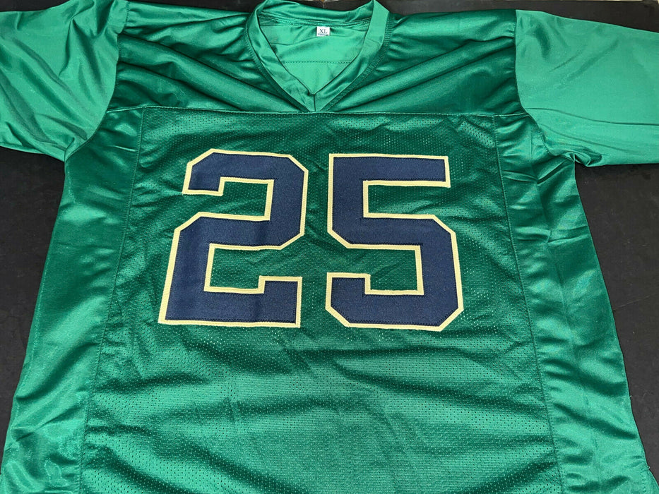 Chris Tyree Notre Dame Irish Auto Signed Green Jersey JSA COA