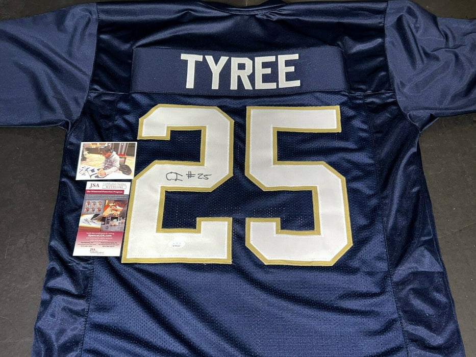 Chris Tyree Notre Dame Irish Auto Signed Blue Jersey JSA COA