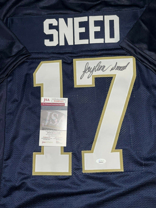 Jaylen Sneed Notre Dame Irish Auto Signed Blue Jersey JSA COA