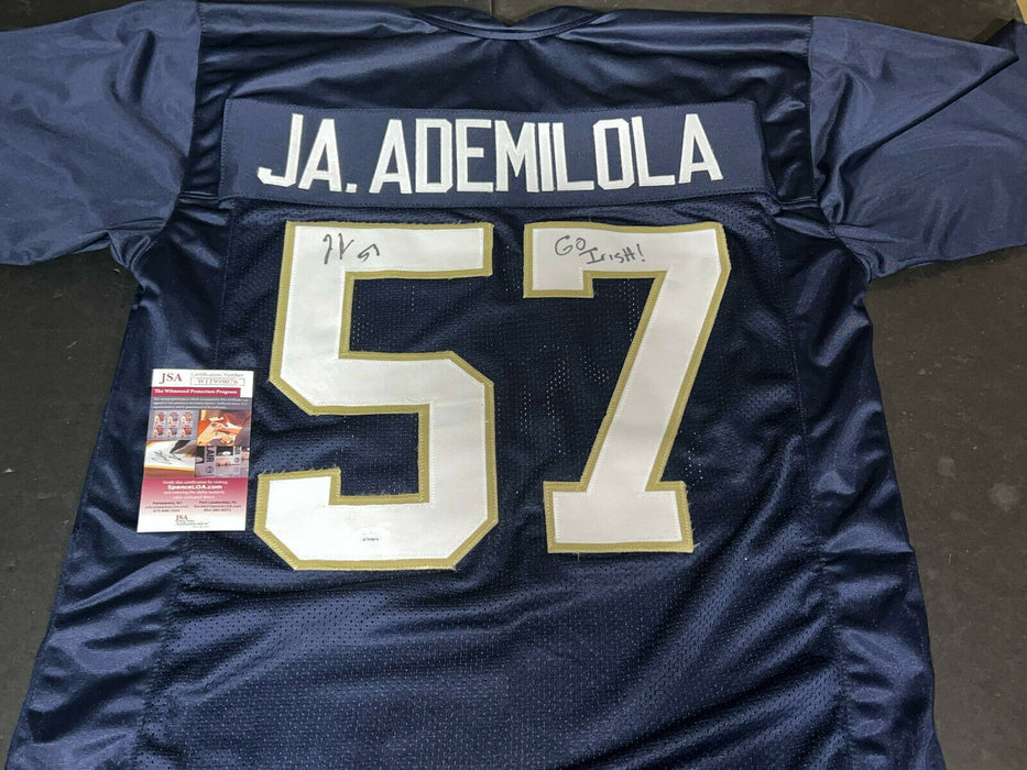 Jayson Ademilola Notre Dame Irish Auto Signed Blue Jersey JSA COA