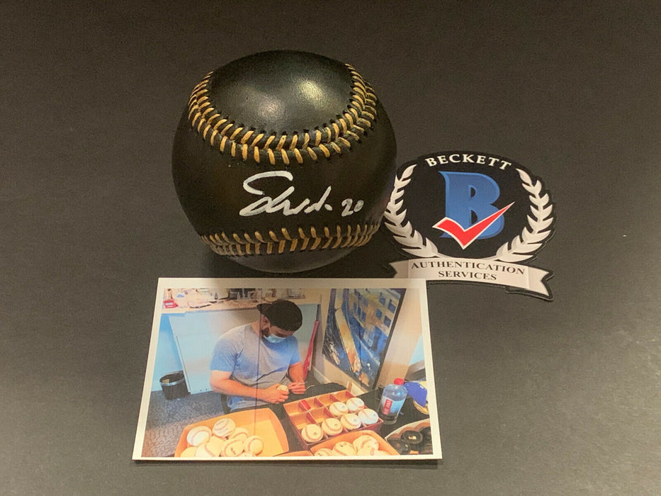 Jared Walsh Angels Signed MLB Black Baseball BECKETT WITNESS HOLOGRAM .