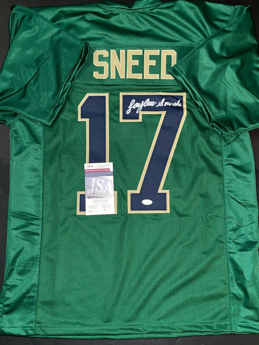 Jaylen Sneed Notre Dame Irish Auto Signed Green Jersey JSA COA