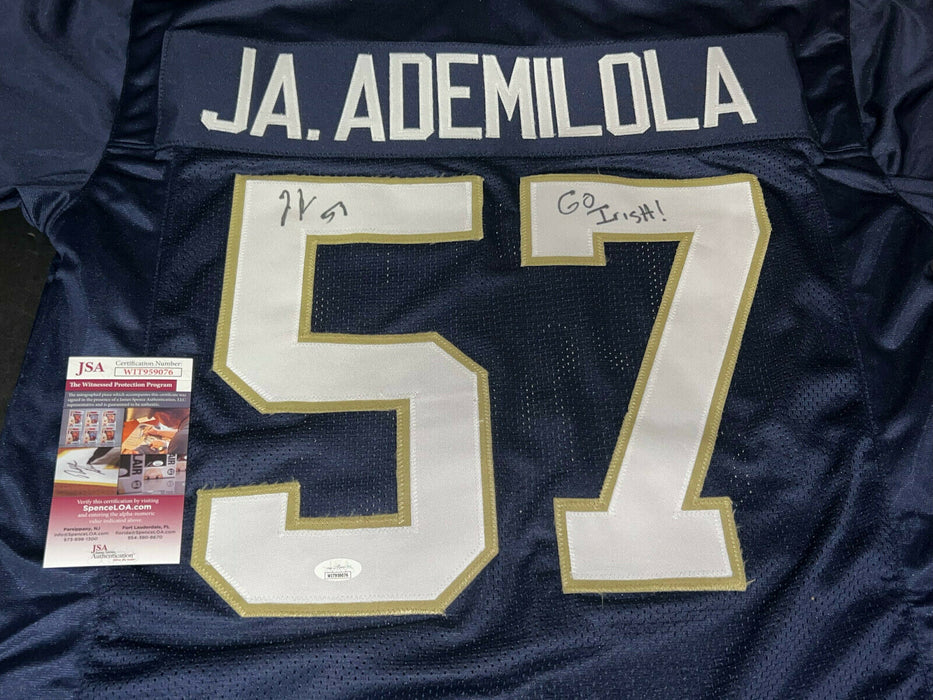 Jayson Ademilola Notre Dame Irish Auto Signed Blue Jersey JSA COA