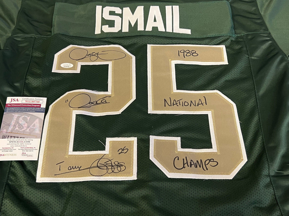 Raghib Rocket Ismail Notre Dame Irish Auto Signed Green Jersey 88 Champs JSA COA