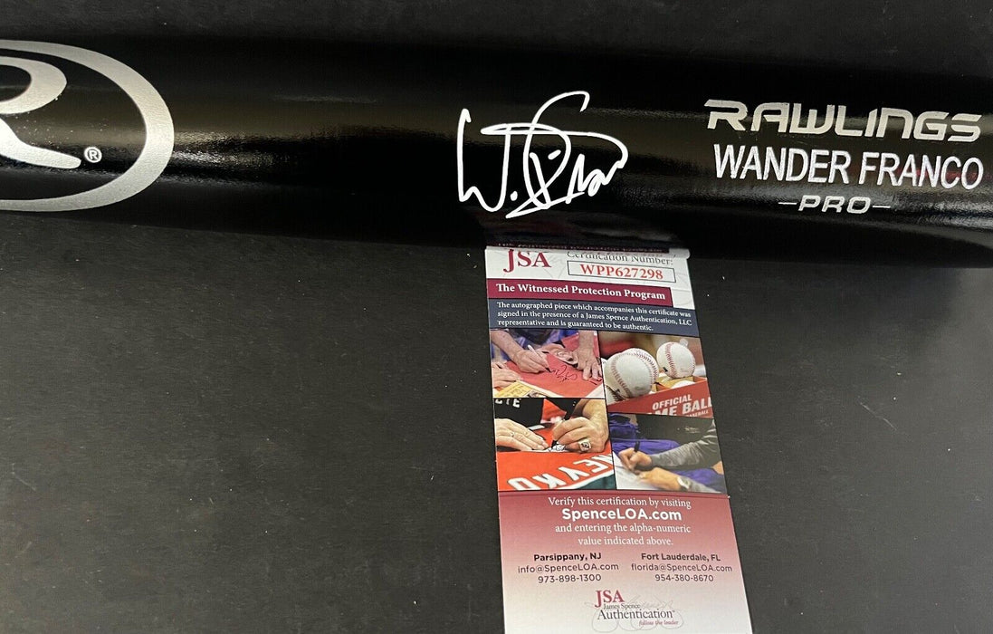 Wander Franco Tampa Bay Rays Signed Engraved Bat JSA WITNESS COA Black .