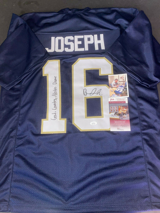 Brandon Joseph Notre Dame Irish Auto Signed Blue Jersey JSA COA God Country